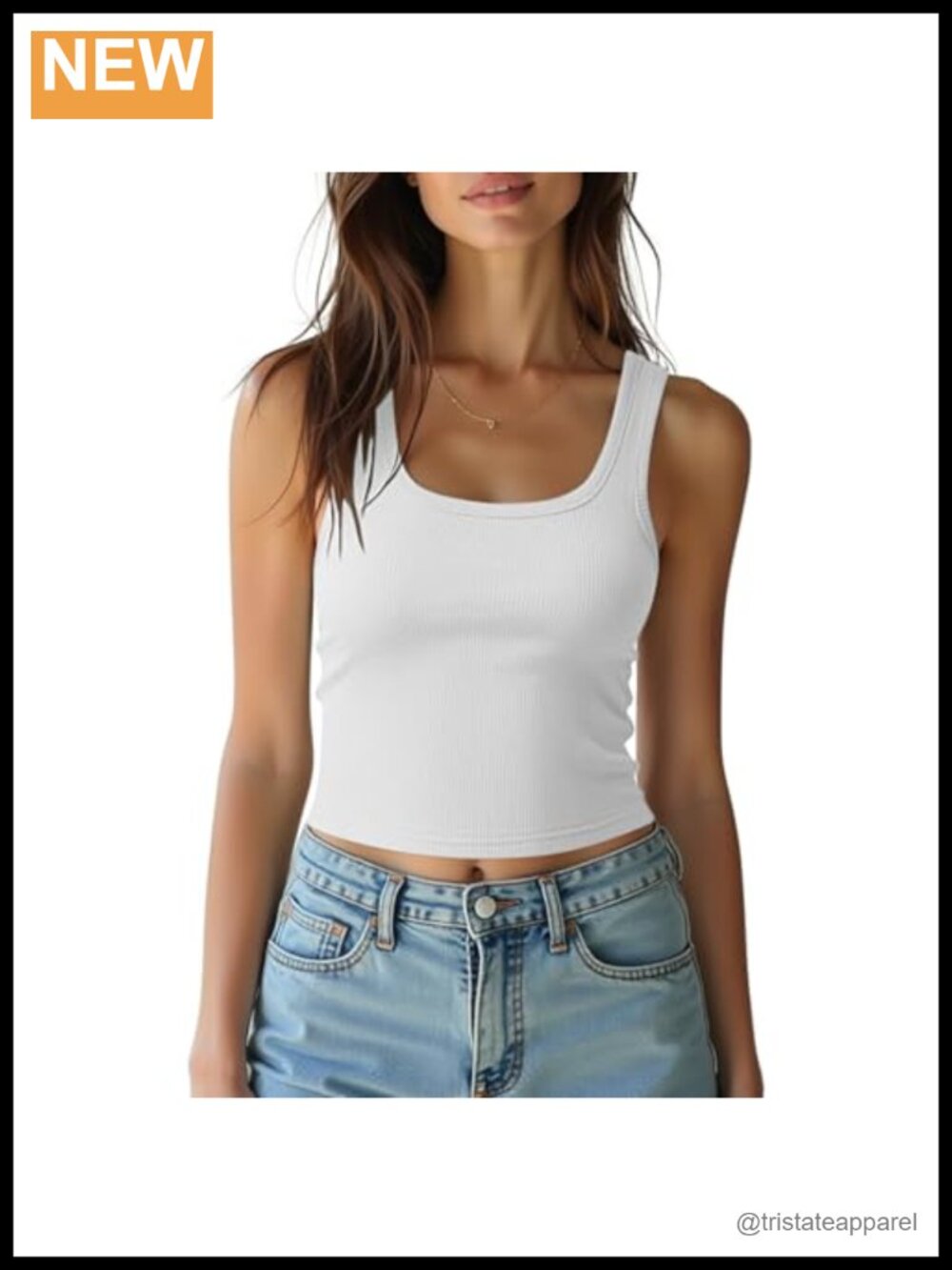 Sleeveless Crop Top Ribbed Scoop Neck Tank Top Cotton Blend Summer